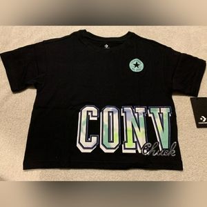 NWT, Converse Chuck Taylor, Crop T-Shirt, Black, Girls- Small